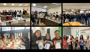 6 photos featuring teams from Exact Sciences volunteering at various locations