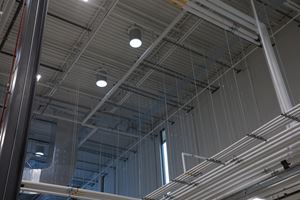 Natural Light: Natural light is harvested using 96 solar tubes to illuminate Nexus One’s warehouse space. Daylight sensors then measure the amount of natural light present and dim the main LED overhead lights as needed to optimize energy performance. The result is a consistently and evenly illuminated space that conserves power when the sun is shining.