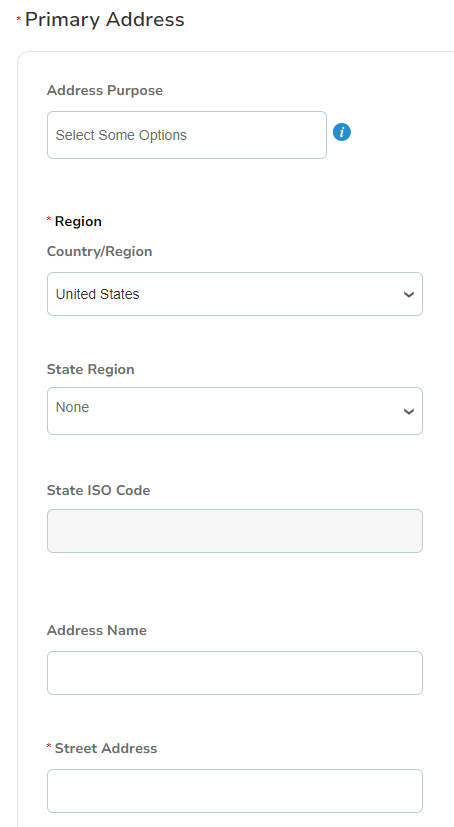 Screenshot of address form on the Coupa Supplier Portal.