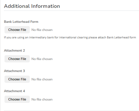 Screenshot of additional information form on the Coupa Supplier Portal.